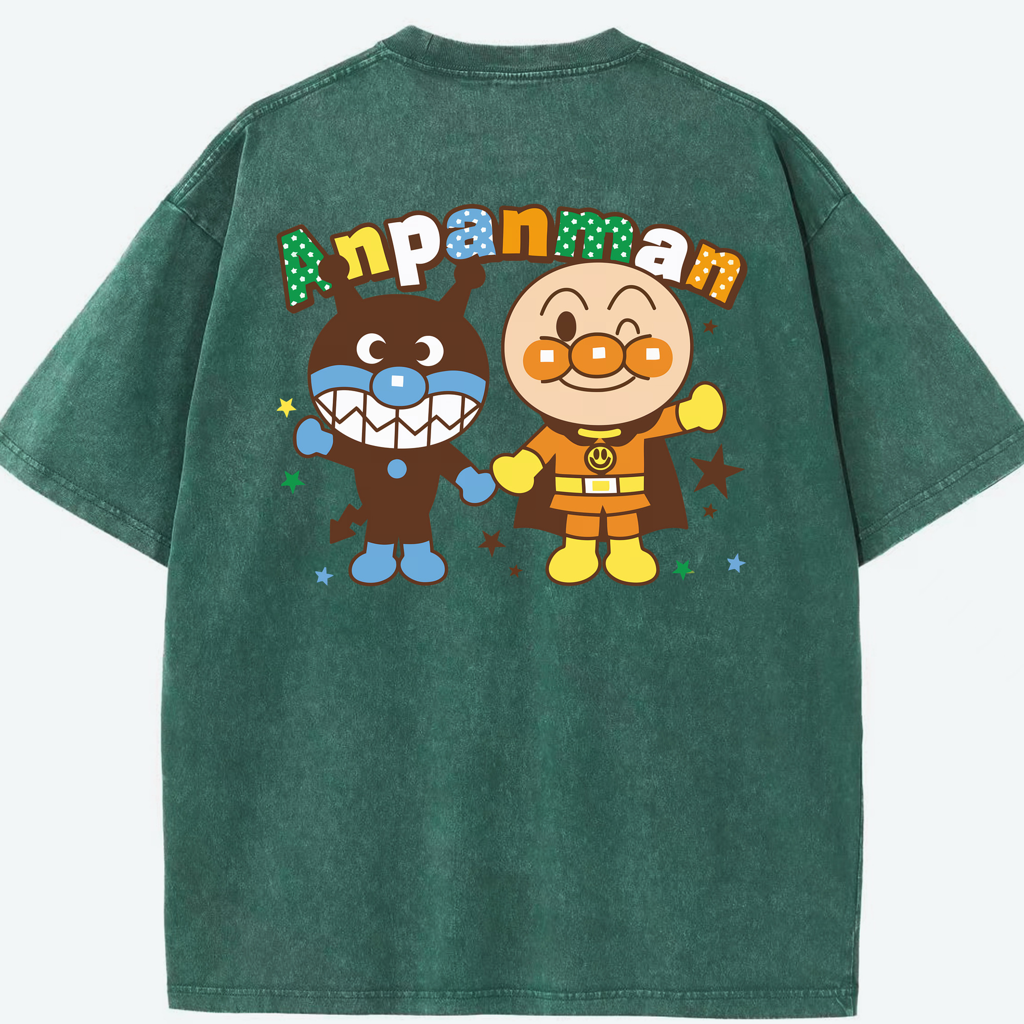 （画像用） アンパンマン Anpanman 綿100% ヴィンテージ風 半袖Tシャツ（背面プリント）